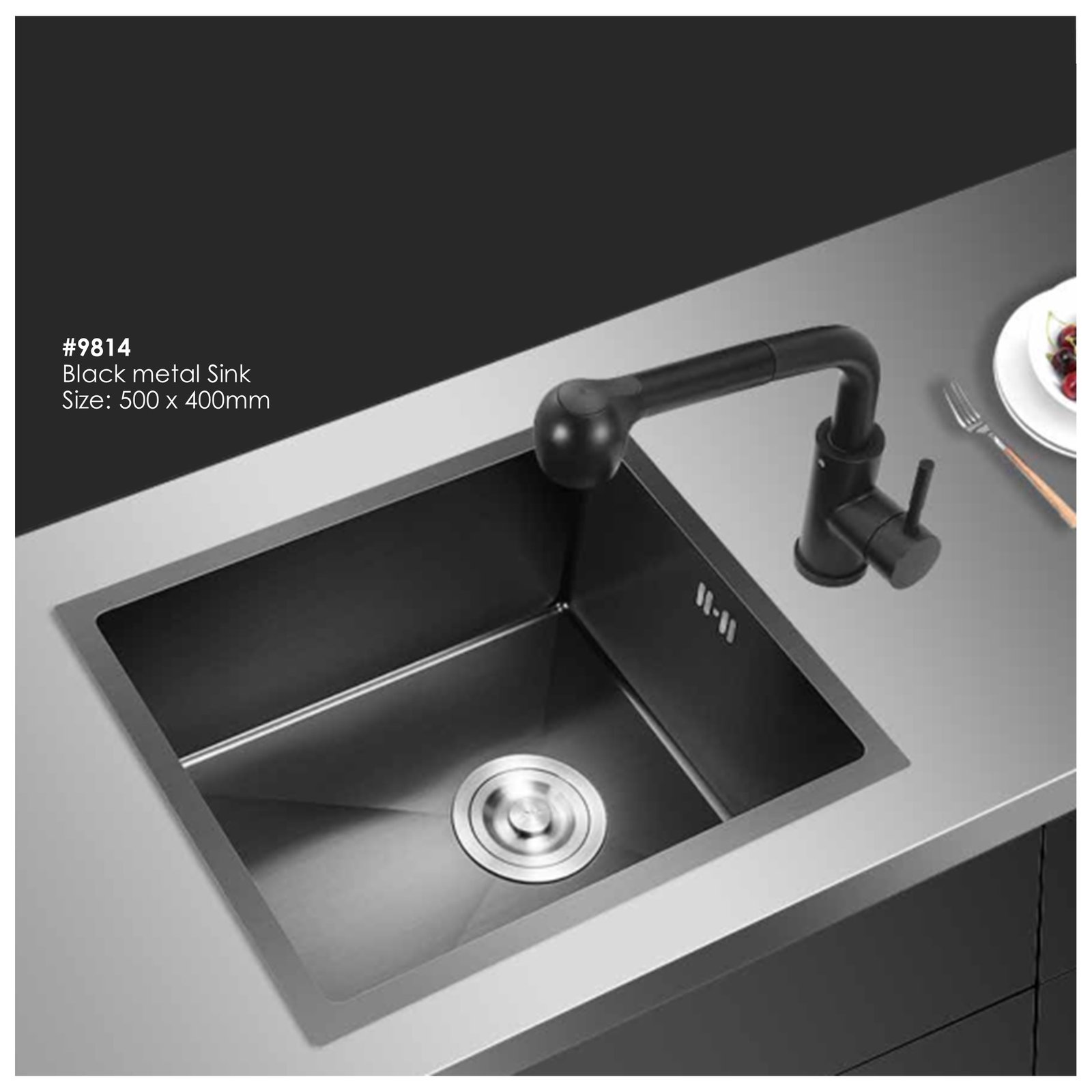 33d3f600-9777-440e-9319-436b21a60493.jpg Black Metal Sink 50x40cm - Image 1
